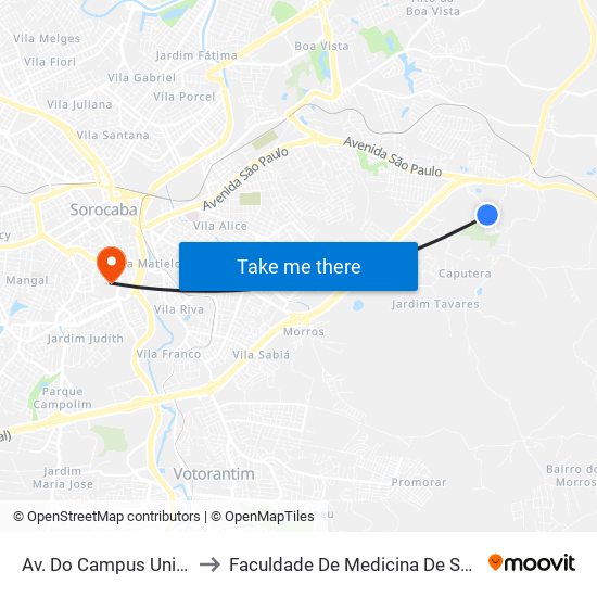 Av. Do Campus Uniso, Sn to Faculdade De Medicina De Sorocaba map