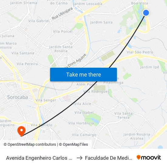 Avenida Engenheiro Carlos Reinaldo Mendes, 3101 to Faculdade De Medicina De Sorocaba map