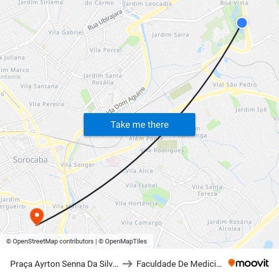 Praça Ayrton Senna Da Silva - Paço Municipal to Faculdade De Medicina De Sorocaba map