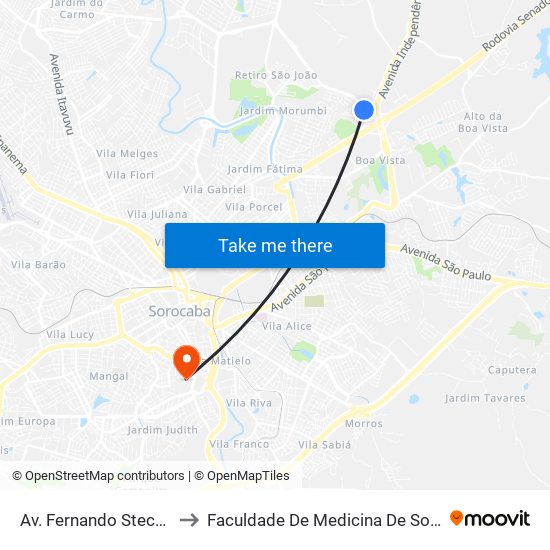 Av. Fernando Stecca, Sn to Faculdade De Medicina De Sorocaba map