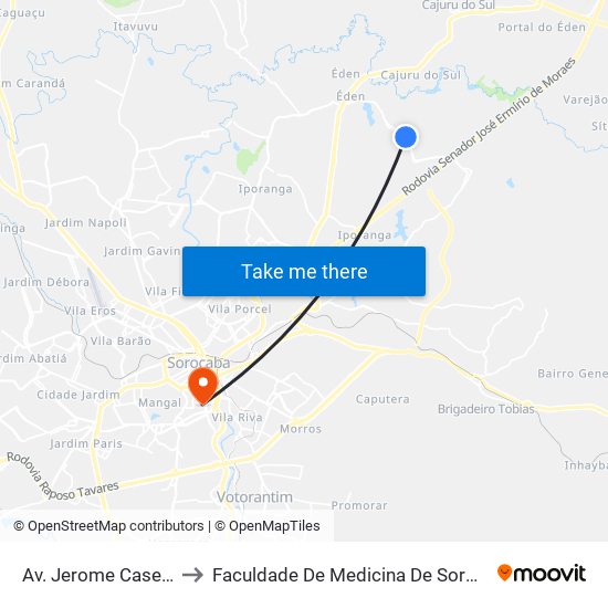 Av. Jerome Case, Sn to Faculdade De Medicina De Sorocaba map