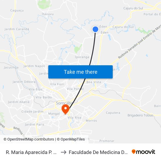 R. Maria Aparecida P. Rossi, 362 to Faculdade De Medicina De Sorocaba map