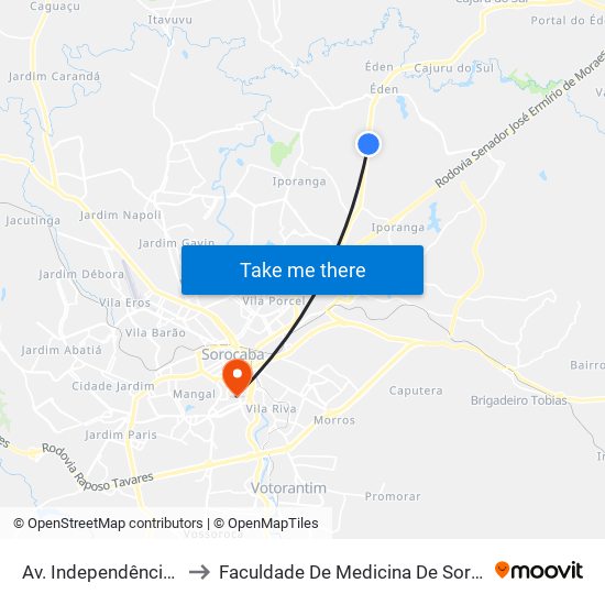 Av. Independência, Sn to Faculdade De Medicina De Sorocaba map