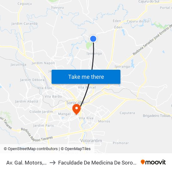 Av. Gal. Motors, Sn to Faculdade De Medicina De Sorocaba map