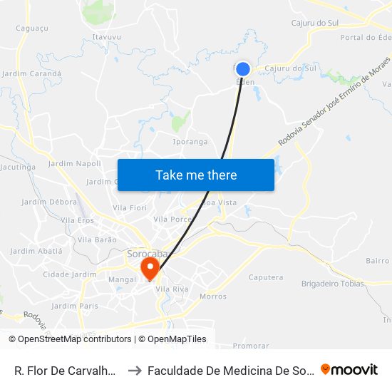 R. Flor De Carvalho, 239 to Faculdade De Medicina De Sorocaba map