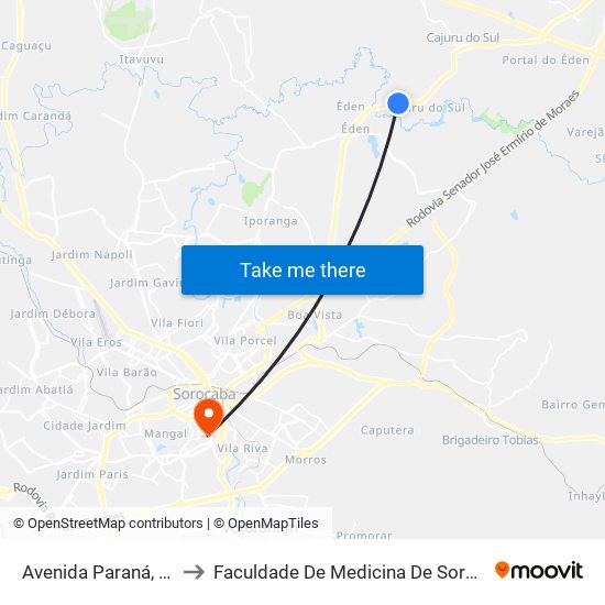 Avenida Paraná, 744 to Faculdade De Medicina De Sorocaba map