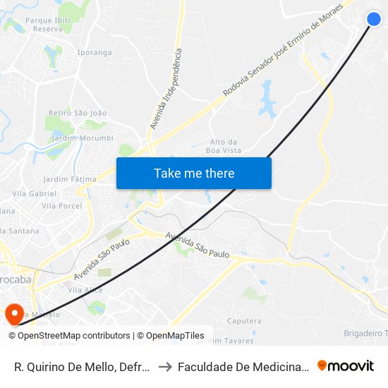 R. Quirino De Mello, Defronte Nº 1192. to Faculdade De Medicina De Sorocaba map