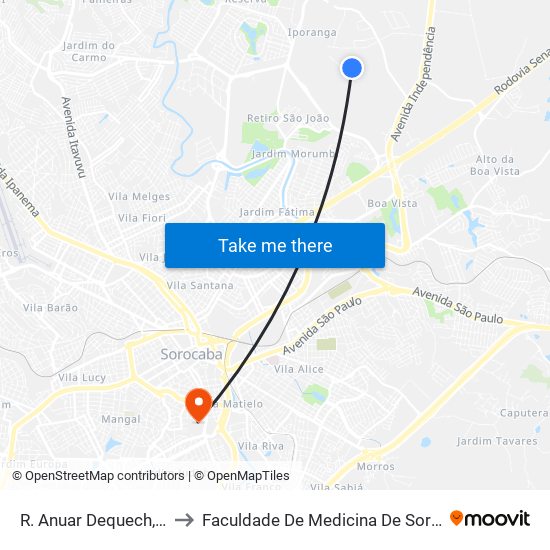 R. Anuar Dequech,   710 to Faculdade De Medicina De Sorocaba map