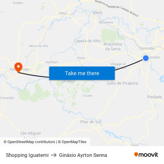 Shopping Iguatemi to Ginásio Ayrton Senna map