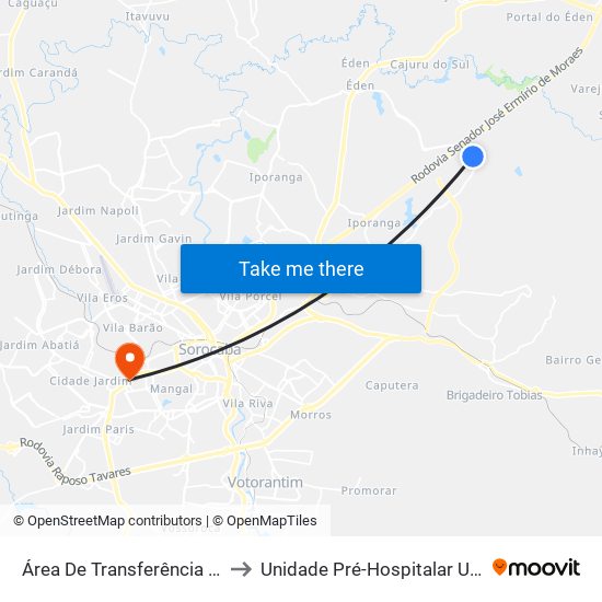 Área De Transferência Aparecidinha to Unidade Pré-Hospitalar Uph Zona Oeste map