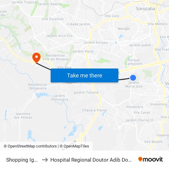 Shopping Iguatemi to Hospital Regional Doutor Adib Domingos Jatene map