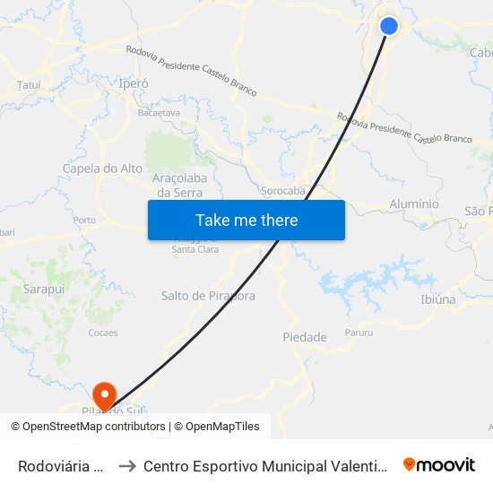 Rodoviária De Itu to Centro Esportivo Municipal Valentim Godinho map