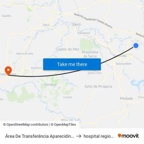 Área De Transferência Aparecidinha to hospital regional map