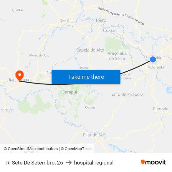 R. Sete De Setembro, 26 to hospital regional map