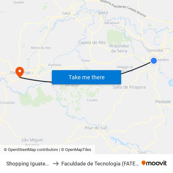 Shopping Iguatemi to Faculdade de Tecnologia (FATEC) map