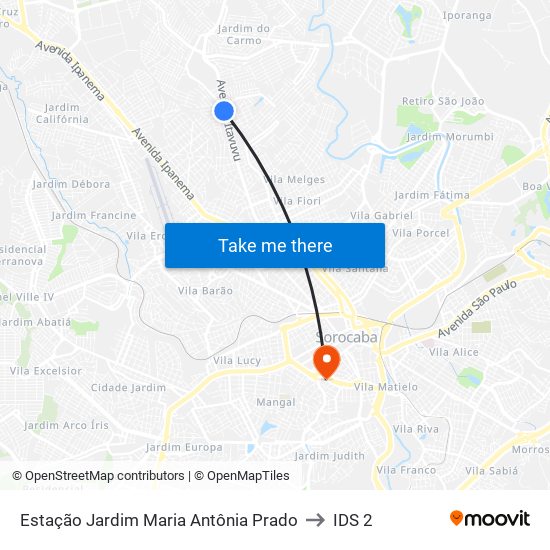 Estação Jardim Maria Antônia Prado to IDS 2 map