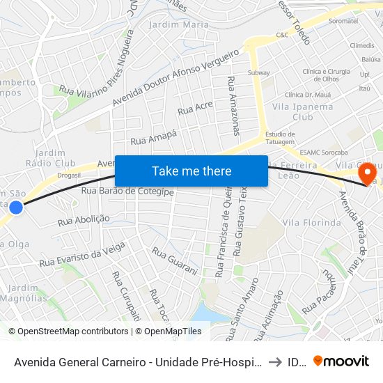 Avenida General Carneiro - Unidade Pré-Hospitalar Da Zona Oeste to IDS 2 map