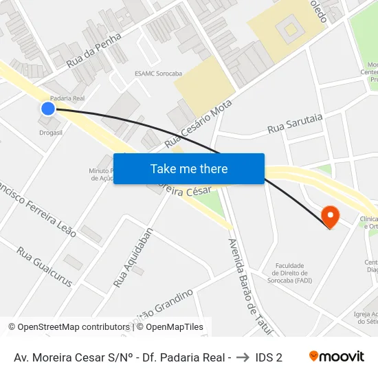 Av. Moreira Cesar S/Nº - Df. Padaria Real - to IDS 2 map