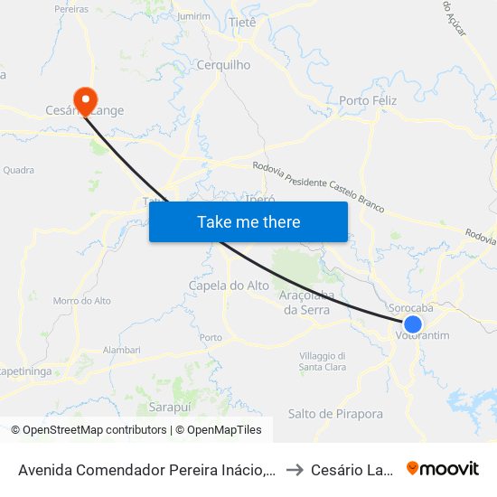 Avenida Comendador Pereira Inácio, 1040 to Cesário Lange map