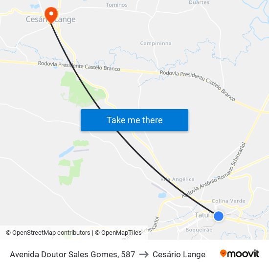 Avenida Doutor Sales Gomes, 587 to Cesário Lange map