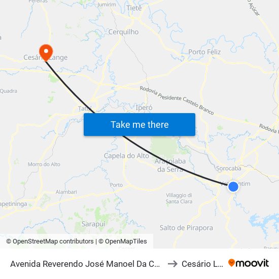 Avenida Reverendo José Manoel Da Conceição, 689 to Cesário Lange map