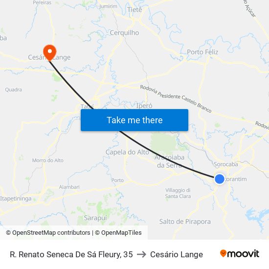 R. Renato Seneca De Sá Fleury, 35 to Cesário Lange map