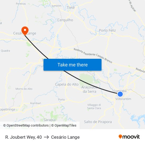 R. Joubert Wey, 40 to Cesário Lange map