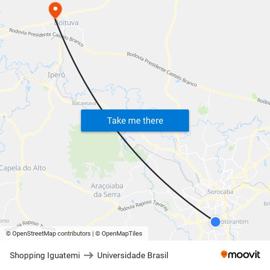 Shopping Iguatemi to Universidade Brasil map