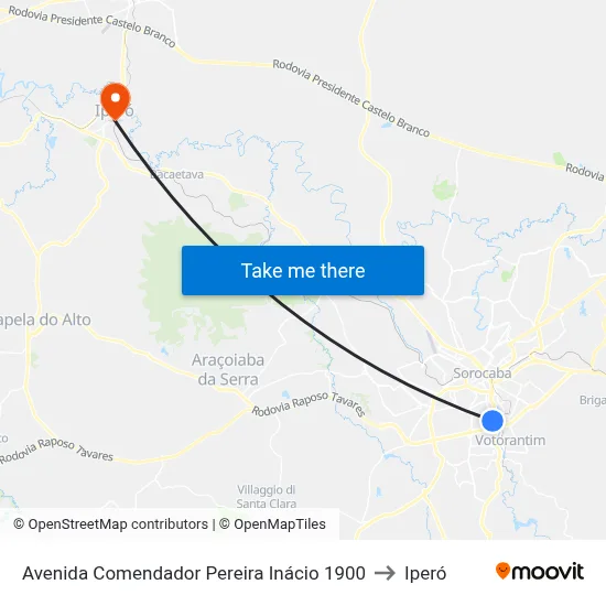 Avenida Comendador Pereira Inácio 1900 to Iperó map