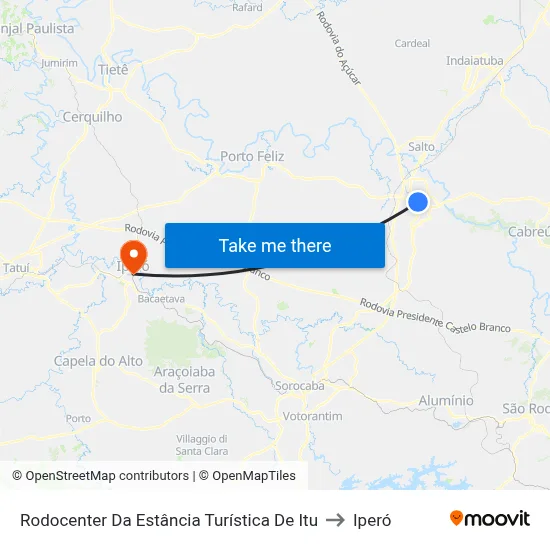 Rodocenter  Da Estância Turística De Itu to Iperó map