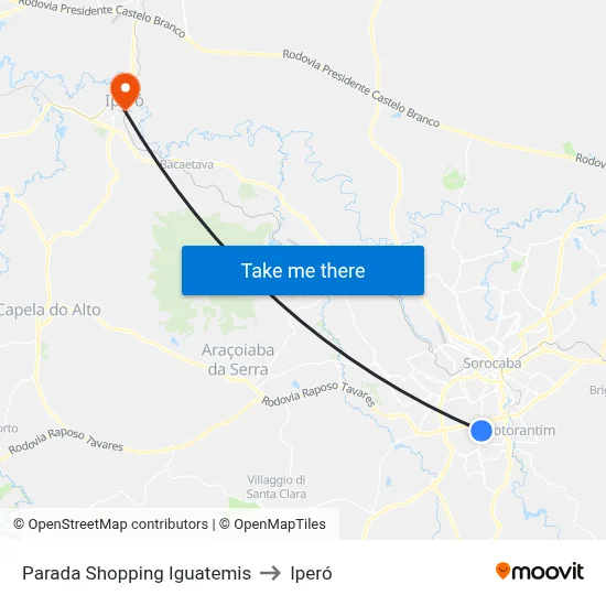 Parada Shopping Iguatemis to Iperó map