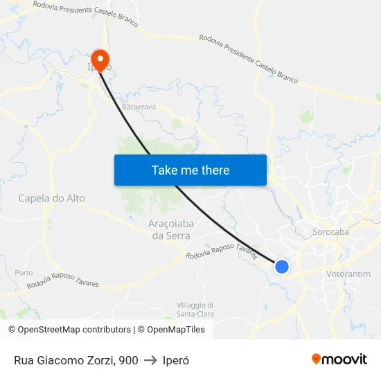 Rua  Giacomo Zorzi, 900 to Iperó map
