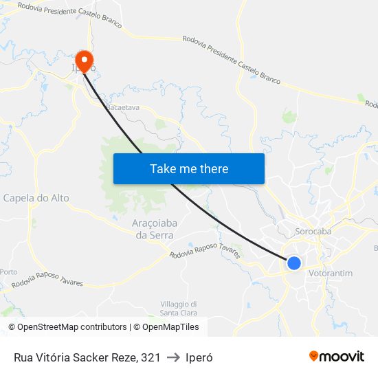 Rua  Vitória Sacker Reze, 321 to Iperó map