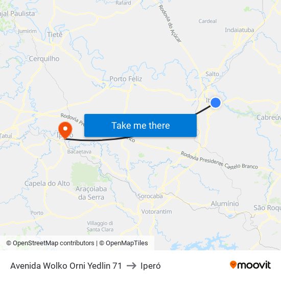 Avenida Wolko Orni Yedlin 71 to Iperó map