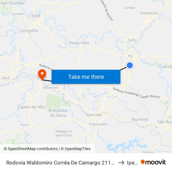 Rodovia Waldomiro Corrêa De Camargo 2116-2186 to Iperó map