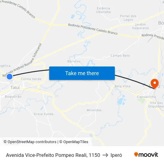 Avenida Vice-Prefeito Pompeo Reali, 1150 to Iperó map
