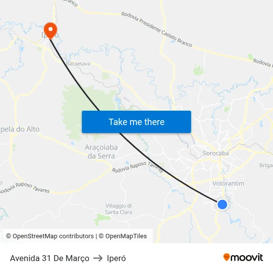 Avenida 31 De Março to Iperó map