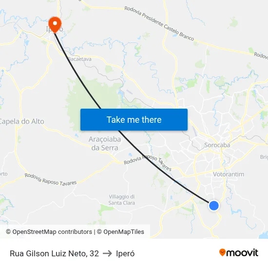 Rua Gilson Luiz Neto, 32 to Iperó map