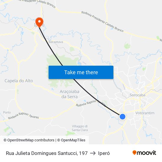 Rua Julieta Domingues Santucci, 197 to Iperó map