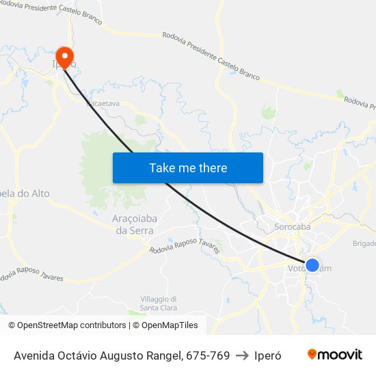 Avenida Octávio Augusto Rangel, 675-769 to Iperó map