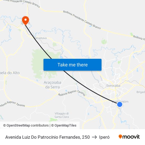 Avenida Luiz Do Patrocínio Fernandes, 250 to Iperó map