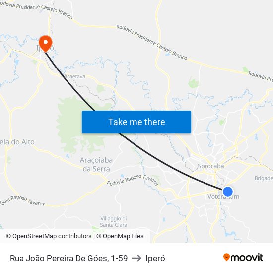 Rua João Pereira De Góes, 1-59 to Iperó map