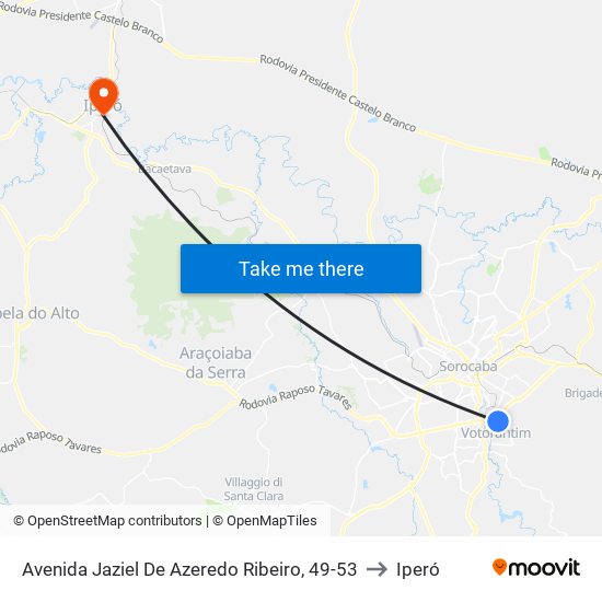 Avenida Jaziel De Azeredo Ribeiro, 49-53 to Iperó map