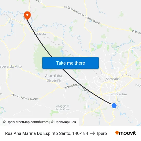 Rua Ana Marina Do Espírito Santo, 140-184 to Iperó map