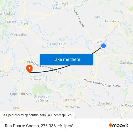 Rua Duarte Coelho, 276-336 to Iperó map