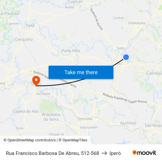 Rua Francisco Barbosa De Abreu, 512-568 to Iperó map