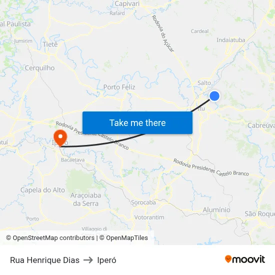 Rua Henrique Dias to Iperó map