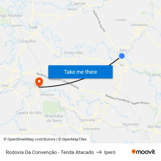 Rodovia Da Convenção - Tenda Atacado to Iperó map