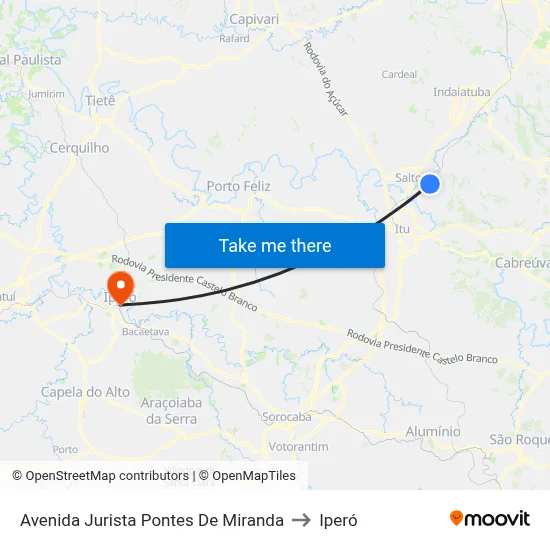 Avenida Jurista Pontes De Miranda to Iperó map