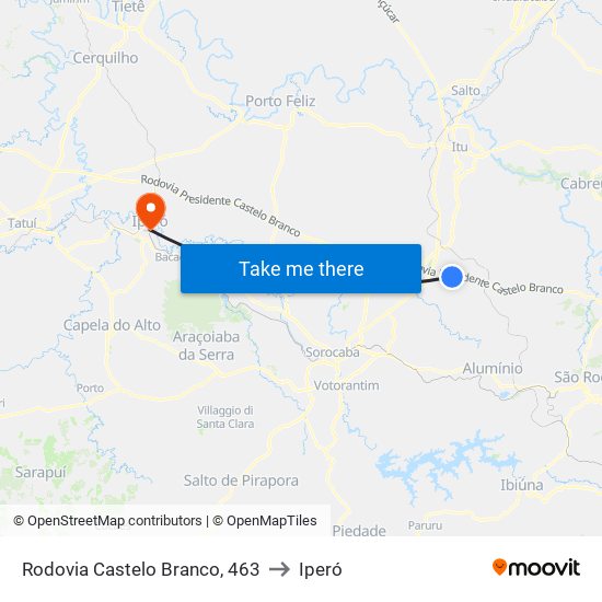 Rodovia Castelo Branco, 463 to Iperó map